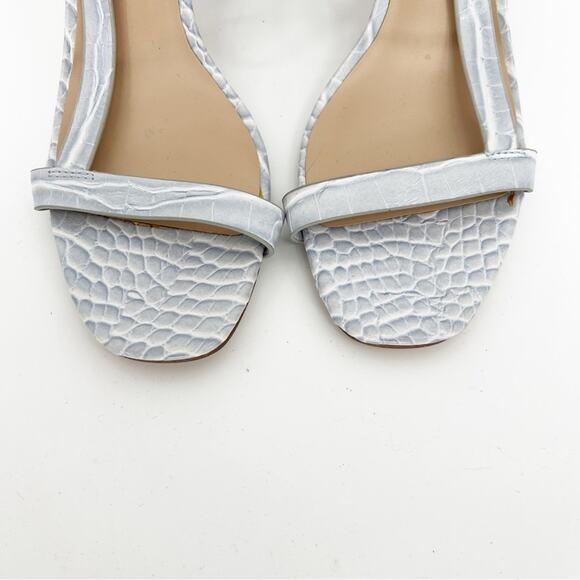 NEW Bleecker & Bond Zagora Croc Embossed Faux Leather Sandals 6.5 Blue - Picture 3 of 8